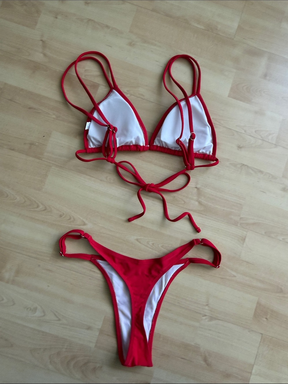 Red String Triangle Bikini Set - Picture 2 of 5